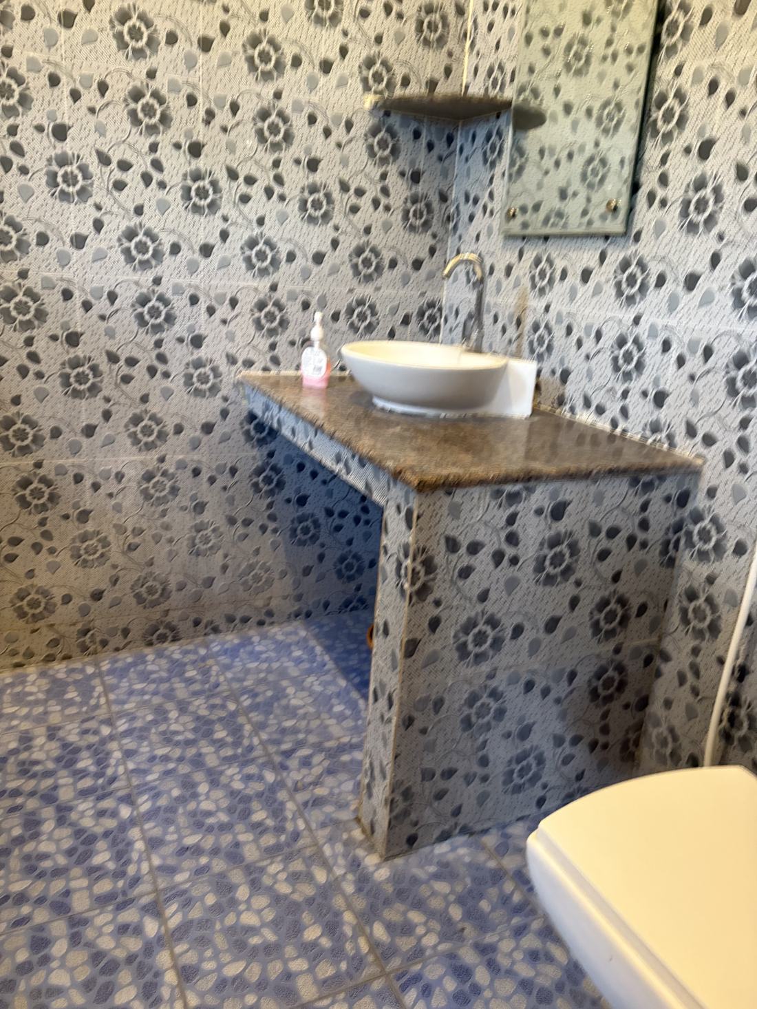 Agni room G3, Art Le Cafe Auroville — bathroom sink and mirror