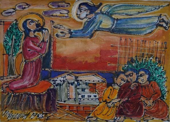 Untitled painting no. 22 by M Suriyamoorthy, 1984