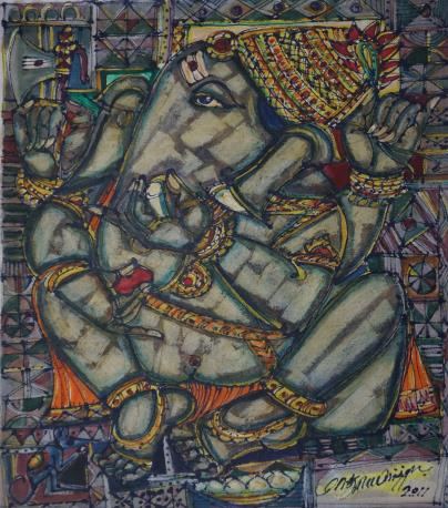 Untitled painting no. 24 by M Suriyamoorthy, 2011