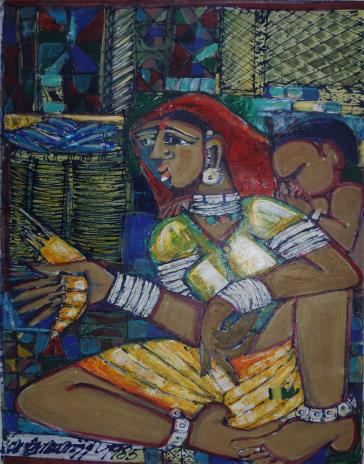 Untitled painting no. 27 by M Suriyamoorthy, 1985