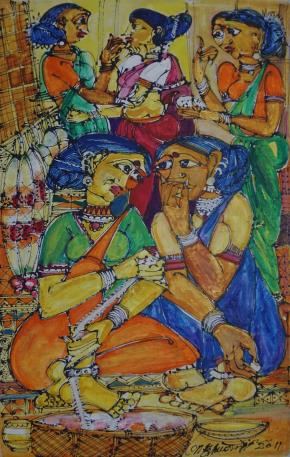 Untitled painting no. 28 by M Suriyamoorthy, 2011