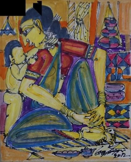 Untitled painting no. 33 by M Suriyamoorthy, 2012
