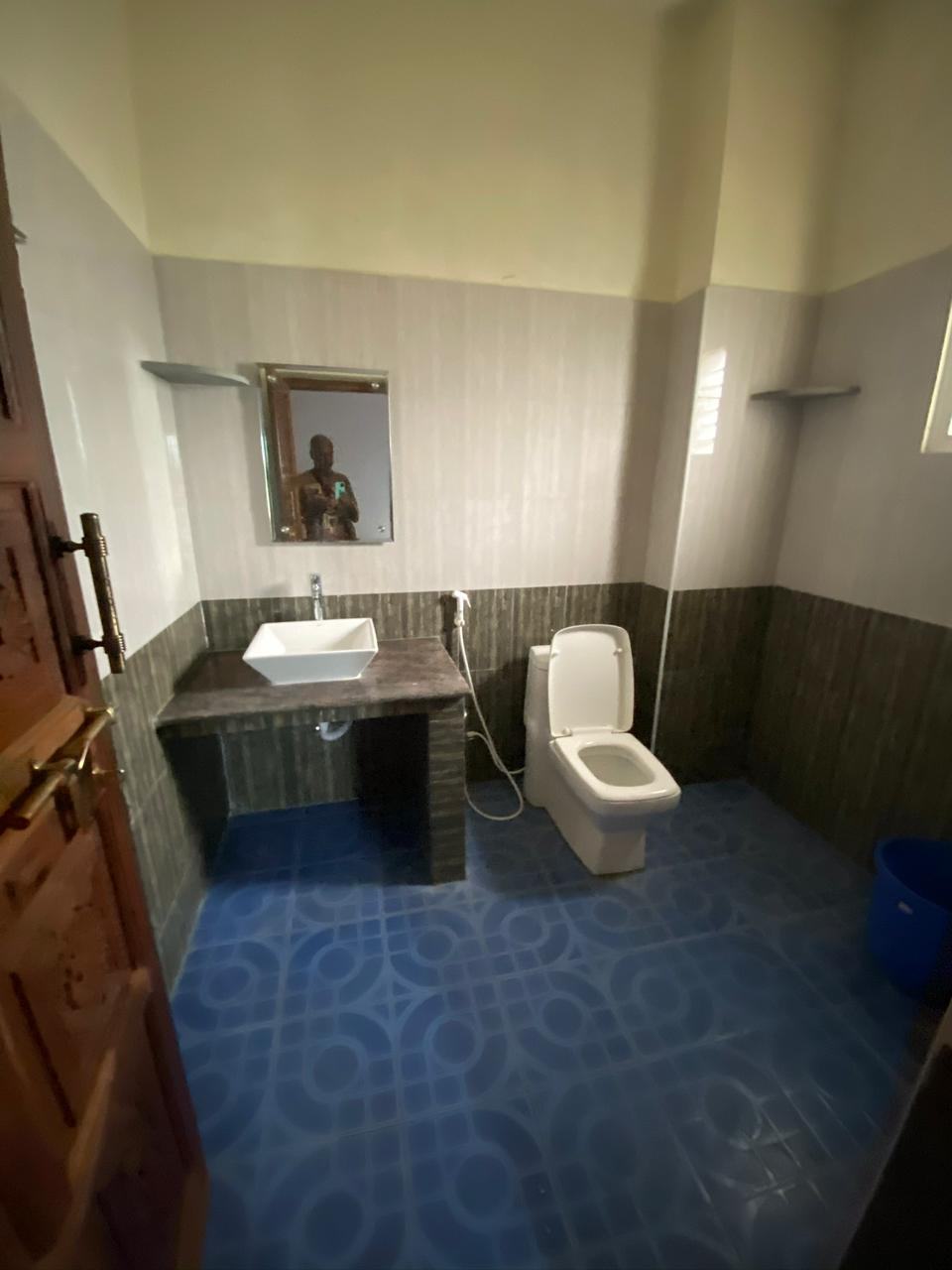 Zeus room S14, Art Le Cafe Auroville — bathroom with sink and toilet